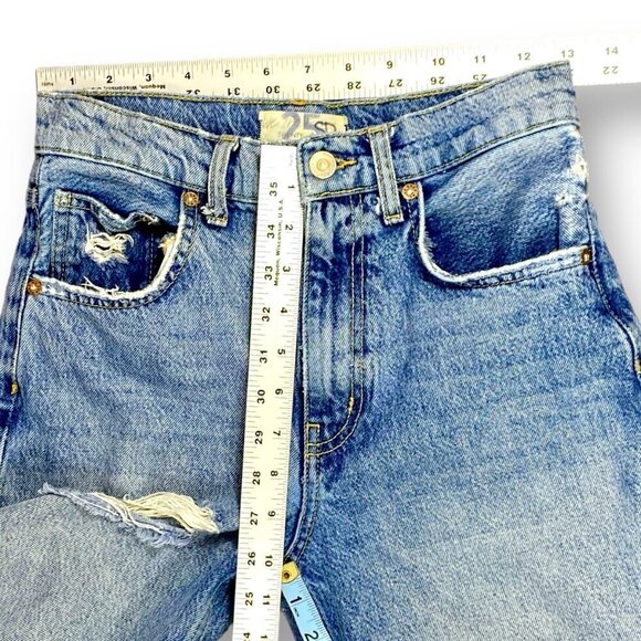 We The Free People Lita Jeans Womens 25 Blue Distressed High Rise Cropped Denim - Picture 7 of 13